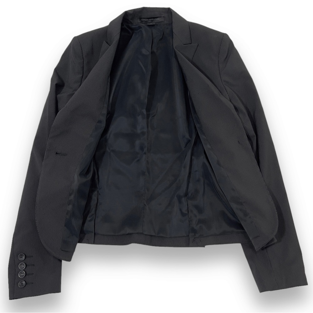 Express Design Studio Blazer One-Button Black Pin… - image 7